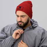 Salah Classic Black & Red Embroidered Cuffed Beanie