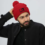 Salah Classic Black & Red Embroidered Pom-Pom Beanie