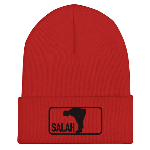Salah Classic Black & Red Embroidered Cuffed Beanie