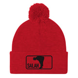 Salah Classic Black & Red Embroidered Pom-Pom Beanie